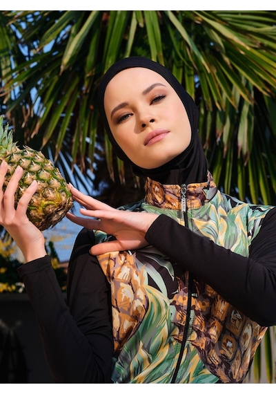 Alfasa Tabiat Desenli Tesettür Mayo - Sarı - Sarı