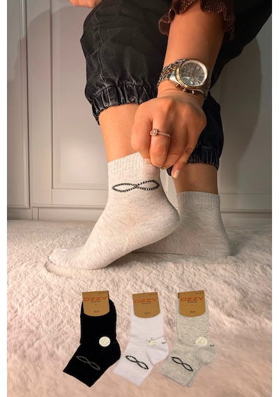 Ozzy Socks 3 Çift Kadın Taş Detaylı Dikişsiz & Takviyeli Patik Çorap Bordo