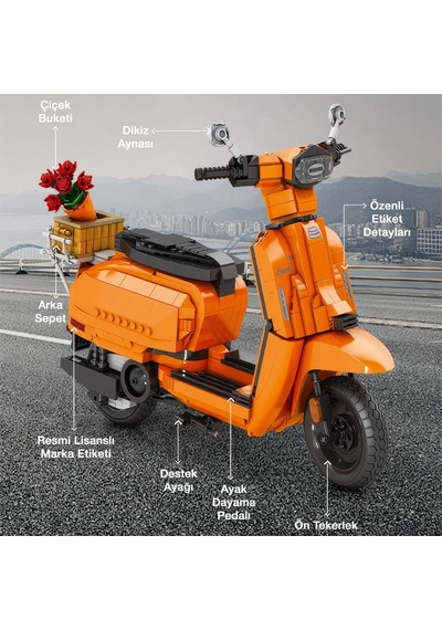 Reobrix Creator 11036 Retro Scooter Lambretta V200 Special Turuncu Yaratıcı Yapı Blok Seti Building Blocks - 1169 Parça