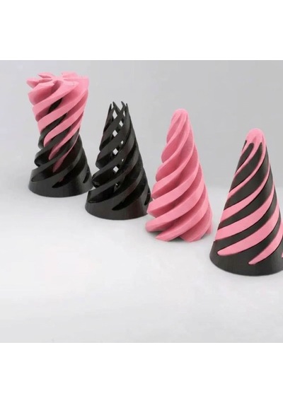 Spiral Geçmeli Koni Stres Çarkı - Masaüstü Dekoratif Obje Görsel İllüzyon - Fidget Stres Oyuncağı - Pembe