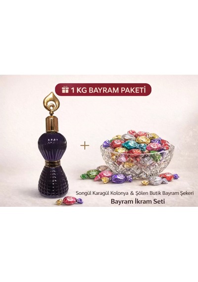 Songül Karagül Kolonyası Ve 1 Kg Şölen Bayram Şekeri Paketi Karışık Sert Ve Meyve Aromalı Jöle Şeker Bayram Misafir İkram Paketi