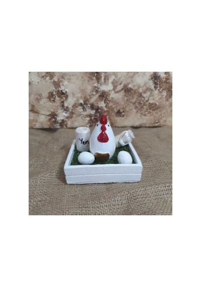 El Yapımı Dekoratif Sandık Içinde Minik Tavuk Biblosu,minik Tavuk-yumurta-güğüm-fıçı Objeli Set.
