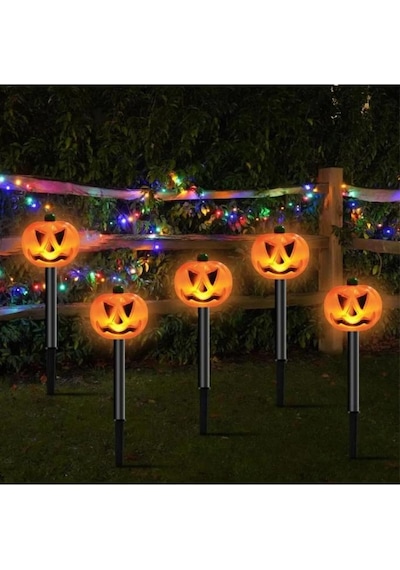 Bal Kabağı Kazıklı Solar Led Işık, Cadılar Bayramı Güneş Enerjili Hallowen Zemin Yürüyüş Yolu Işığı Sarı