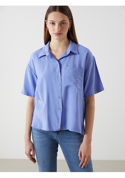 Lcwaıkıkı Classic Mor Loose Fit Kadın Gömlek