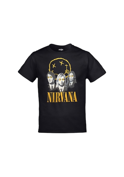 Kalic Studio Unisex Siyah Nirvana Grup Smile Baskılı Siyahorj315