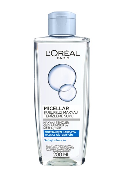 L'Oreal Paris Micellar Normalden Karmaya Hassas Ciltler için Kusursuz Makyaj Temizleme Suyu 200 ML