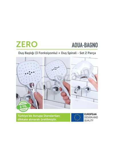 Aqua Bagno Zero El Duşu - Duş Spirali Hortumu Set 2 Parça Krom