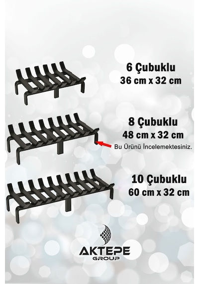 48 Cm X 32 Cm 8 Çubuklu Ekstra Şömine Izgarası Dar Gözlü Izgara