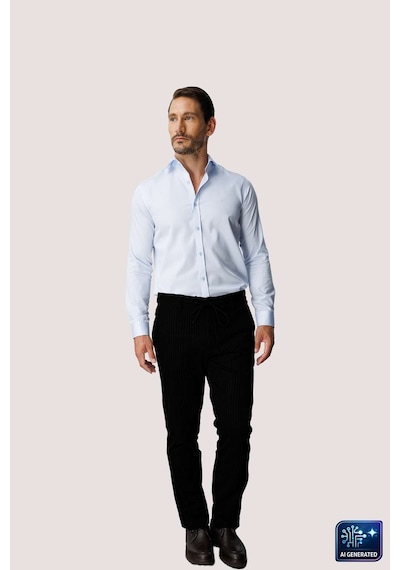İgs Erkek Siyah Bağcıklı Smart Casual Dynamic Fit Pantolon-26038