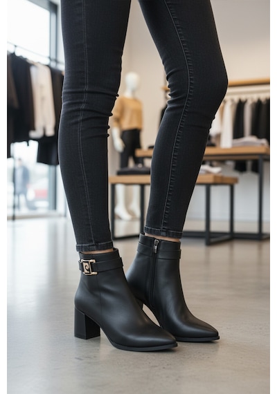 Pierre Cardin Siyah İçi Kürklü Fermuarlı Kadın Topuklu Bot Pc-54975 Z Siyah