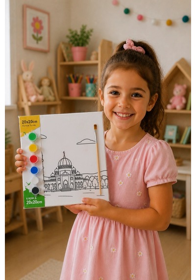 Kırmızı Kubbeli Cami Şövalesiz Boya Seti 20x20