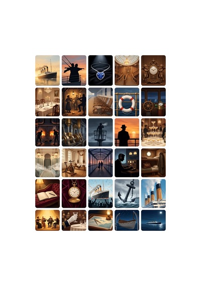 60 Adet Titanic Temalı Sticker Seti - 2 Sayfa - Laptop Defter İçin Çok Renkli