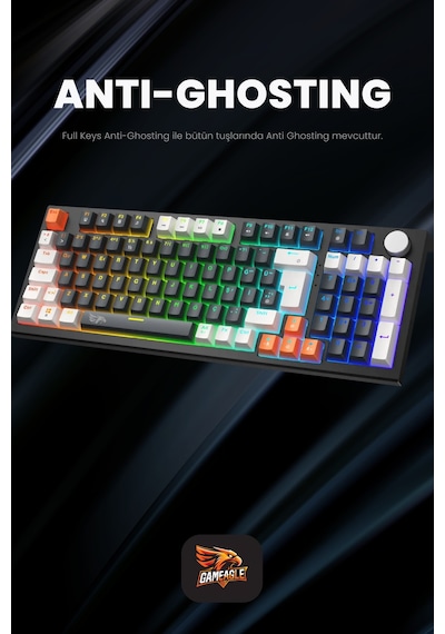 Strike Plus Mekanik Red Switch Klavye Hot Swap Anti Ghosting Türkçe Örgü Kablo Oyuncu Klavyesi Siyah