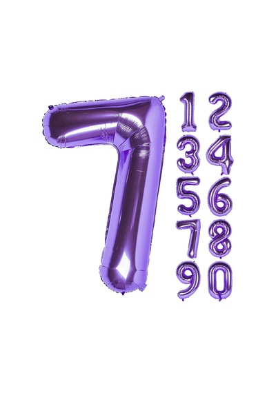 7 Yedi Rakam Mor Folyo Balon 32"-34" Inc 80 cm