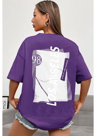 Uyguntarz Unisex Live In The Moment Tasarım Tshirt Mor