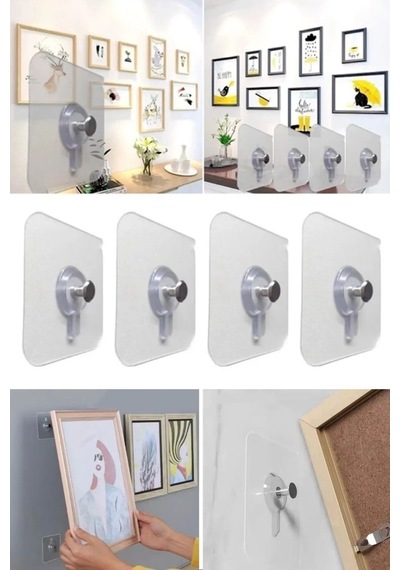 1 Adet Kendinden Yapışkanlı Duvar Kancaları Şeffaf Raf Duvar Askıları Mutfak Banyo Vida Kanca A