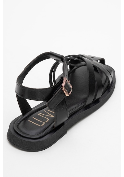 Luvishoes Luvi Shoes Andres Siyah Hakiki Deri Kadın Sandalet Siyah
