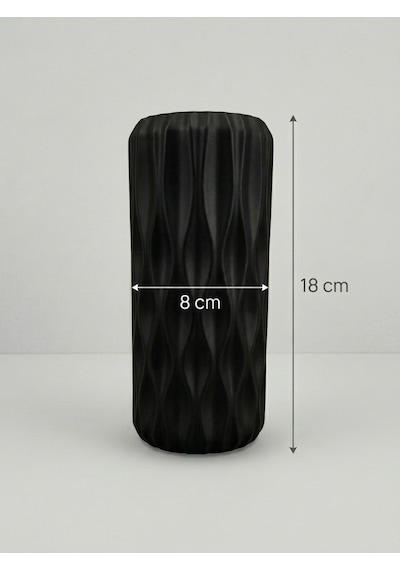Kaveld Nysa Dekoratif Vazo El Yapımı Modern Minimalist Silindirik Vazo Mermer Tozu Ve Çimento Kompozit Ev Dekoru Siyah
