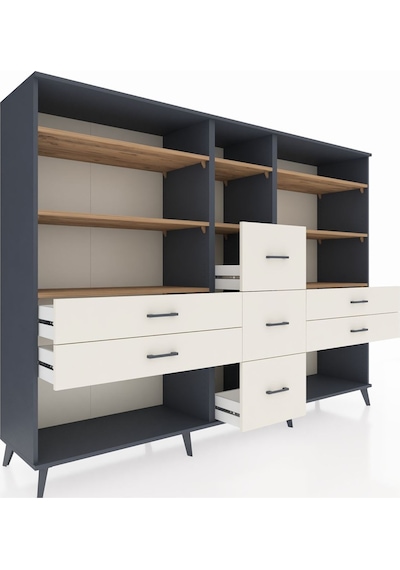 Hyperion Dolap 8 Raflı 7 Çekmeceli 220x44x163 Antrasit-çam/aytaş Antrasit-çam/aytaşı Hyperion Dolap 8 Raflı 7 Çekmeceli 220x44x163 Antrasit-çam/aytaş Antrasit-çam/aytaşı