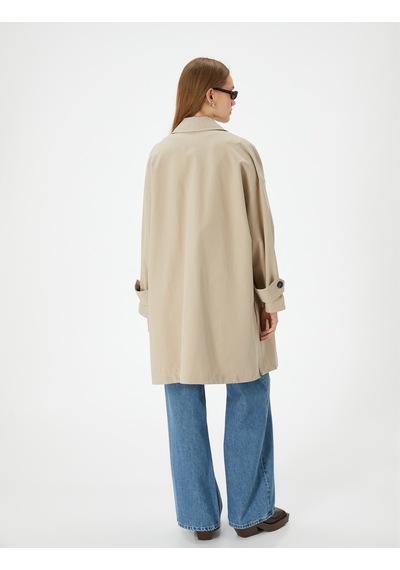 Koton Kruvaze Oversize Trençkot Düğmeli Cep Detaylı Bej 4sak00059ew Ekru Koton Kruvaze Oversize Trençkot Düğmeli Cep Detaylı Bej 4sak00059ew Ekru