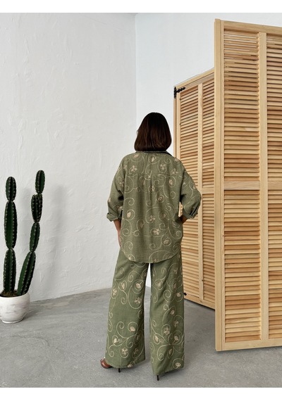 Verymoda Nakışlı Pantolon F1900 Haki Dsn2
