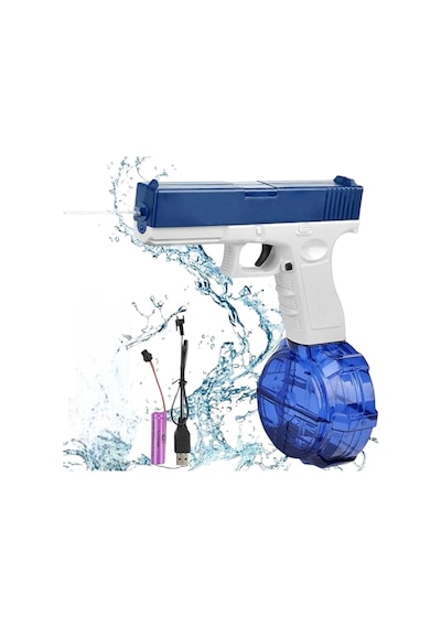 Elektrikli Otomatik Atış Yapan Işıklı Su Tabancası 10 Metre Menzilli 500 Ml. Depolu 20 Cm.