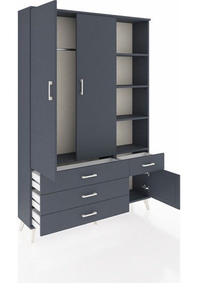 Arges Dolap 5 Raflı 4 Çekmeceli Tek Askılı 132x30x195 Antrasit-antrasit/antrasit Antrasıt/antrasıt Arges Dolap 5 Raflı 4 Çekmeceli Tek Askılı 132x30x195 Antrasit-antrasit/antrasit Antrasıt/antrasıt