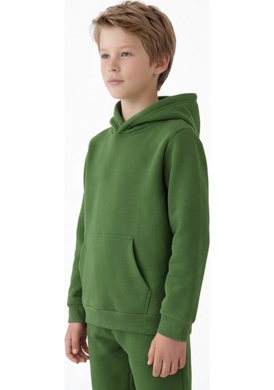 Esila Kids Çocuk Eşofman Takımı Kapüşonlu 3 İp 5-10 Yaş Yeşil