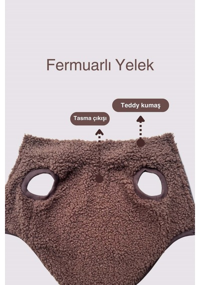 Köpek Kıyafeti - Fermuarlı Teddy Köpek Ceketi
