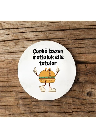 Çünkü Bazen Mutluluk Elle Tutulur Tasarımlı 2 Li Mdf Bardak Altlığı Çok Renkli