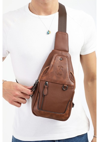 Taba Çok Bölmeli Çapraz Askılı Göğüs Omuz Çantası Bodybag Taba
