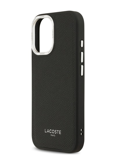 Apple Uyumlu iPhone 17 Kılıf Lacoste Lisanslı M-safeli Champs Elysees Pu Deri Tasarımlı Kapak Siyah Siyah