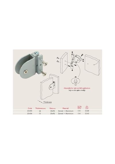 Gürçay Kabin Menteşesi 13mm 25.656