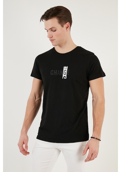 Buratti Pamuklu Slim Fit Bisiklet Yaka Erkek T Shirt 541Change24 Siyah