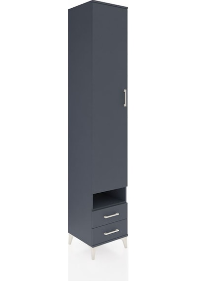 Hyperion Dolap 6 Raflı 2 Çekmeceli Tek Kapaklı 44x44x243 Antrasit-antrasit Antrasit