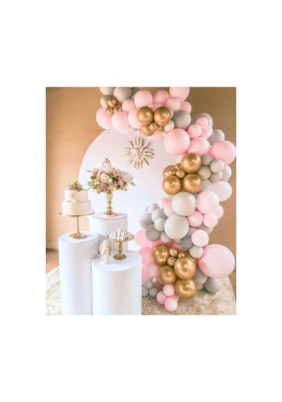 Karışık Gold Krom Makarom Pembe Pastel Gri Renklerinde Balon Balon Zincir A