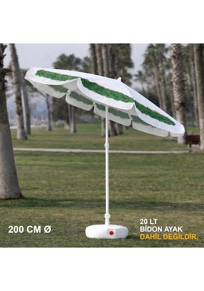 Yaprak Desenli Plaj Şemsiyesi 200 Cm Ø Yaprak Desenli