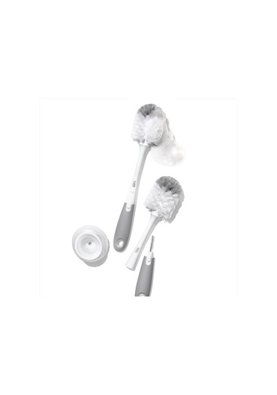 Oxo - Good Grips Tot Şişe Fırçası, Ucu Temizleyici Ve Ayaklı Gri, 2'li Paket