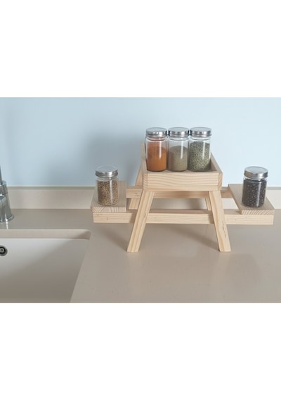 Suya Dayanıklı Ahşap Piknik Masası Baharatlık Ve Düzenleyici 25x15 Cm Diğer
