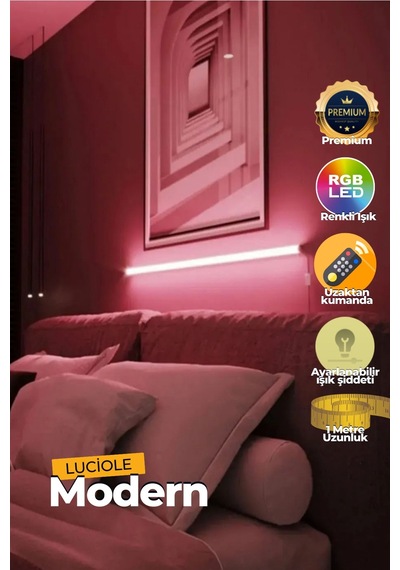 Çok Renkli Led Abajur Yapışkanlı 1 Metre Her Alana Uygun Uzaktan