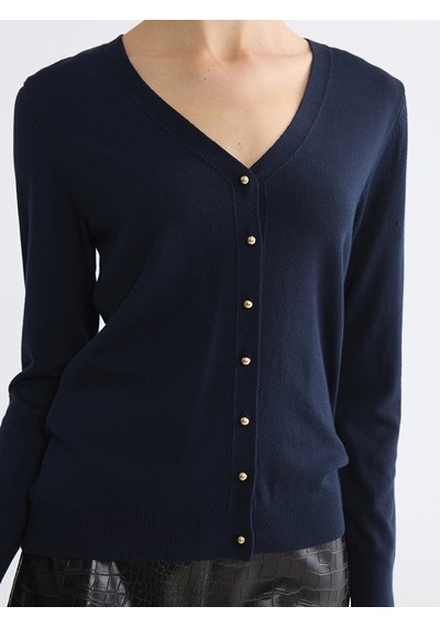 LC Waikiki Lcw Everyday Lacivert V Yaka Kadın Triko Hırka Navy