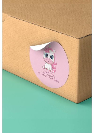 Unicorn Thank You Support Pembe Sticker 3x3cm St2230 Çok Renkli