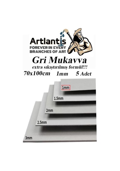 Mukavva Gri 1 Mm 70x100 Cm 5 Adet Sert Karton Ekstra Sıkıştırılmış 70 100 Mukavva Gri Renkli 5 Adet