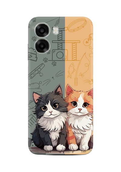 Oppo A6x Uyumlu Kılıf Boutique Baskılı Resimli İkiz Kediler Pcode -086