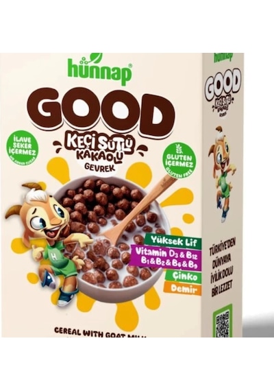 Hünnap Keçi Sütlü Kakao Ve Vitamıin Tahıllı Glutensiz Gevrek 240 Gr