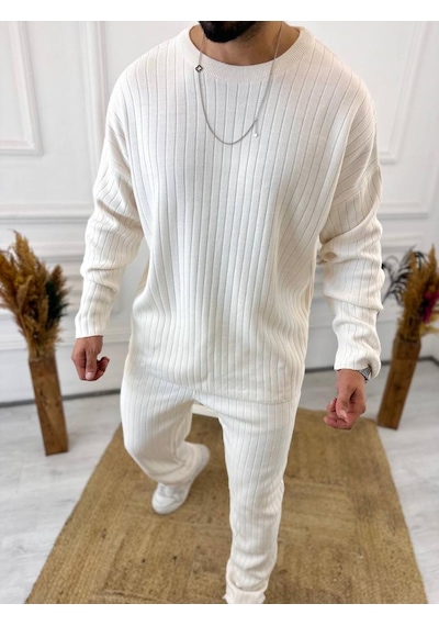 Uzun Kollu Tişört Fitilli Örme Triko Yumuşak Dokulu Tüylenmez Pamuklu Kazak Sweatshirt Beyaz Uzun Kollu Tişört Fitilli Örme Triko Yumuşak Dokulu Tüylenmez Pamuklu Kazak Sweatshirt Beyaz