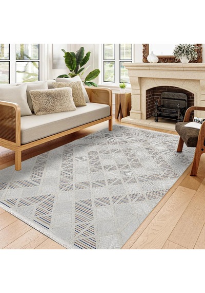 Bespoky Liza Geometrik Etnik Salon Halısı Makine Dokuma Krem - Ekru - 18506