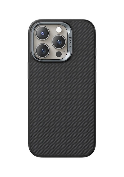 Apple Uyumlu iPhone 16 Pro Max Kılıf Karbon Fiber M-safe Kamera Kontrol Butonlu Benks Hybrid Armorpro 600d Kevlar Siyah