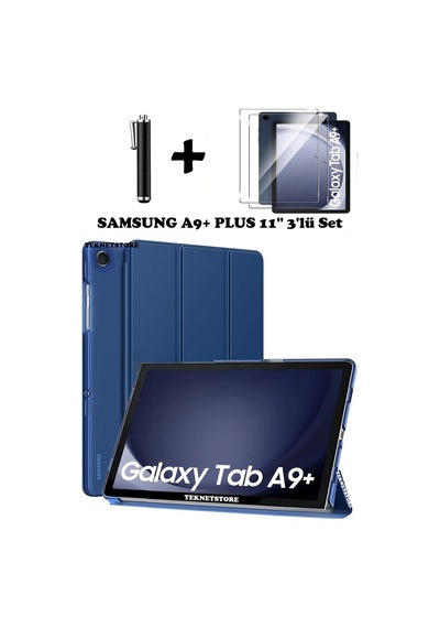 Samsung Uyumlu Galaxy Tab A9 Plus X210 Tablet Kılıfı Ekran Koruyucu Dokunmatik Kalem Seti Kılıf