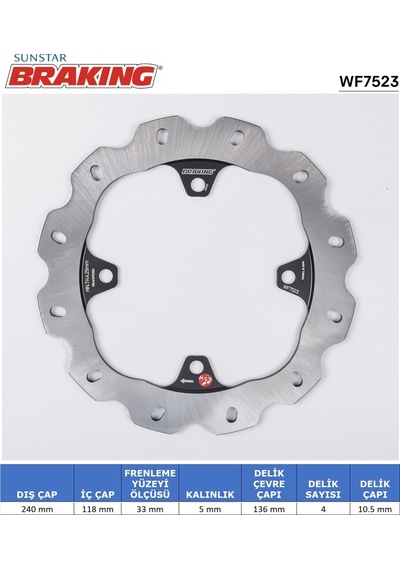 Honda Cb 500 F-650 F Cbr 500-650 Dalgalı Arka Fren Diski 2021-2022